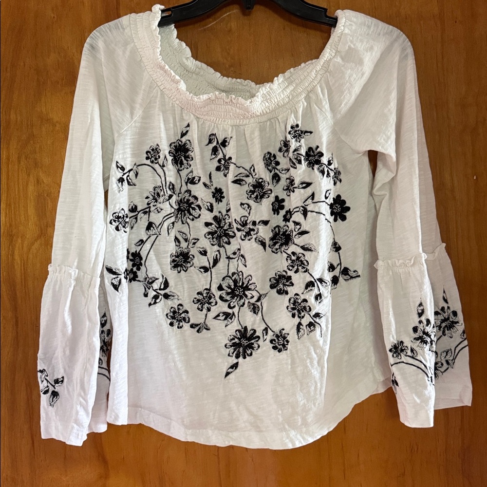 Anthropologie Annie Embroidered Off-The-Shoulder Blouse - Size S - Picture 6 of 9